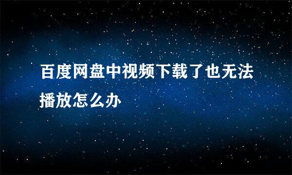 百度网盘中视频下载了也无法播放怎么办