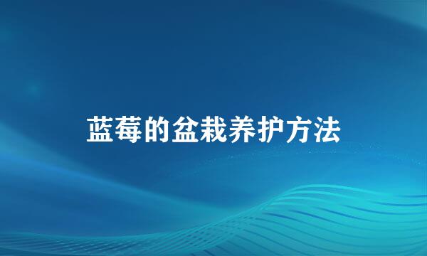 蓝莓的盆栽养护方法