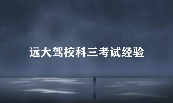 远大驾校科三考试经验