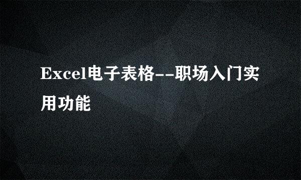 Excel电子表格--职场入门实用功能