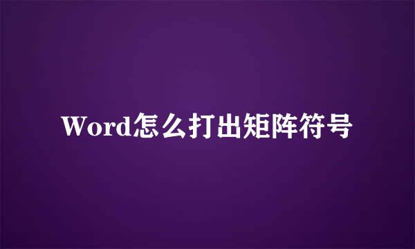 Word怎么打出矩阵符号