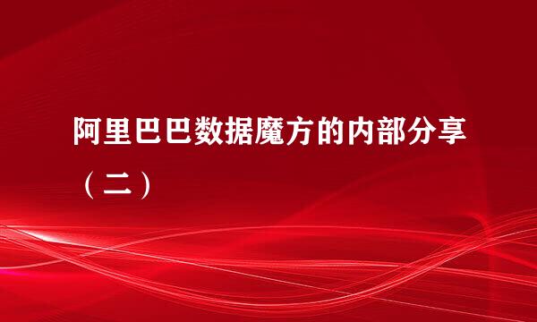 阿里巴巴数据魔方的内部分享（二）