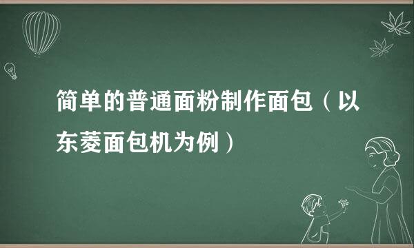 简单的普通面粉制作面包（以东菱面包机为例）