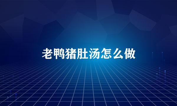 老鸭猪肚汤怎么做