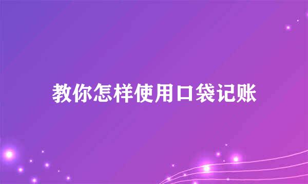 教你怎样使用口袋记账