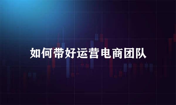 如何带好运营电商团队