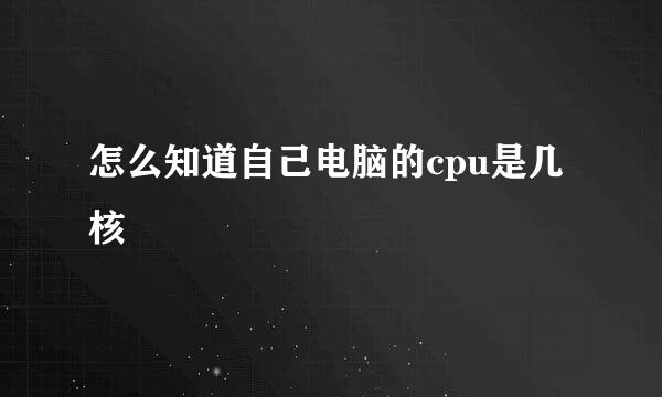 怎么知道自己电脑的cpu是几核