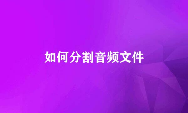 如何分割音频文件