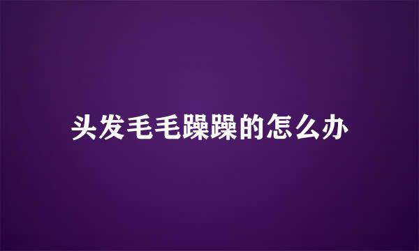 头发毛毛躁躁的怎么办