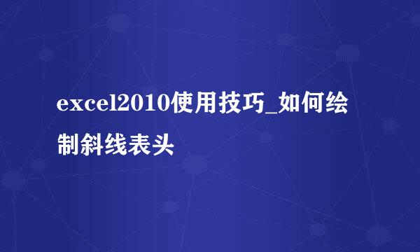 excel2010使用技巧_如何绘制斜线表头