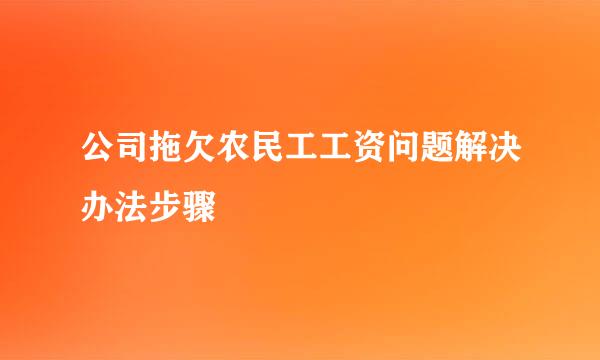 公司拖欠农民工工资问题解决办法步骤