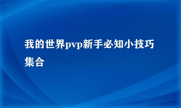 我的世界pvp新手必知小技巧集合