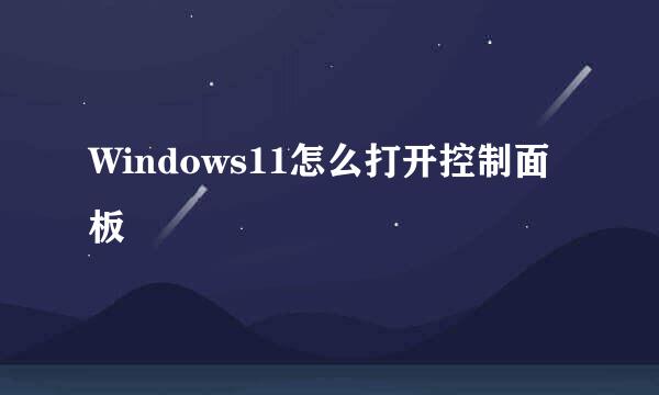 Windows11怎么打开控制面板