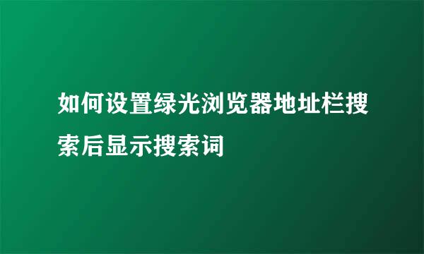 如何设置绿光浏览器地址栏搜索后显示搜索词