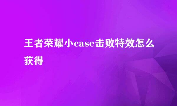 王者荣耀小case击败特效怎么获得