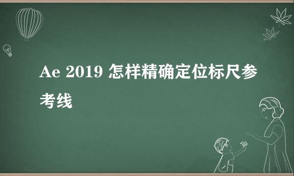Ae 2019 怎样精确定位标尺参考线