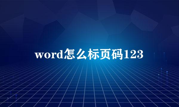 word怎么标页码123