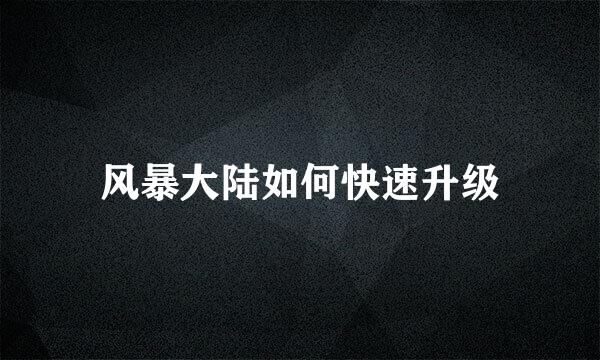 风暴大陆如何快速升级