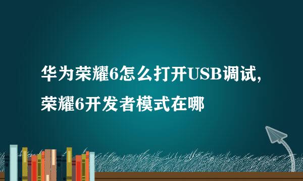华为荣耀6怎么打开USB调试,荣耀6开发者模式在哪