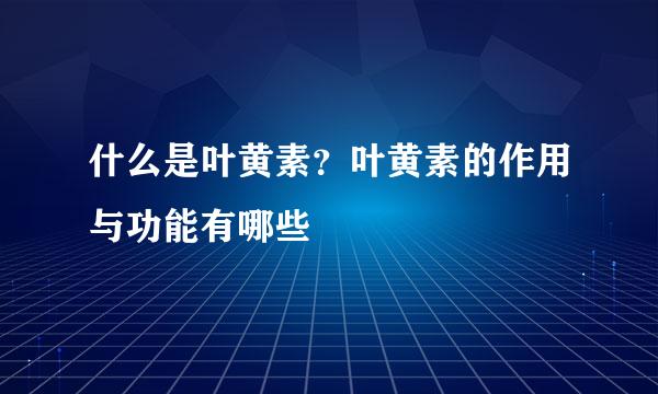 什么是叶黄素？叶黄素的作用与功能有哪些