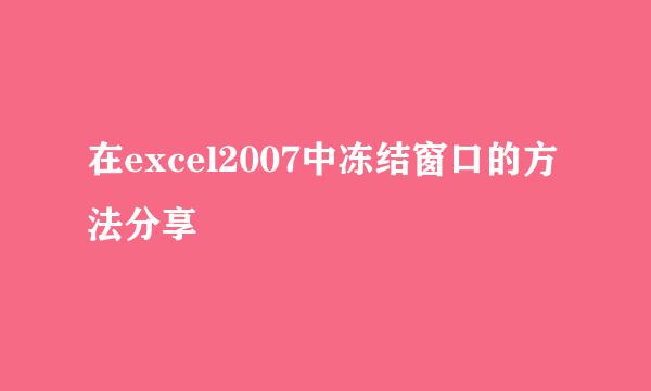 在excel2007中冻结窗口的方法分享