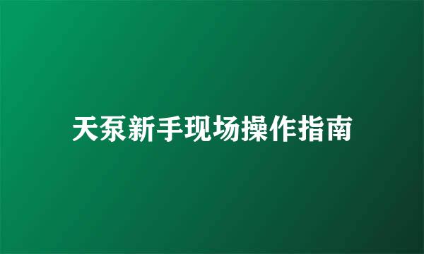 天泵新手现场操作指南