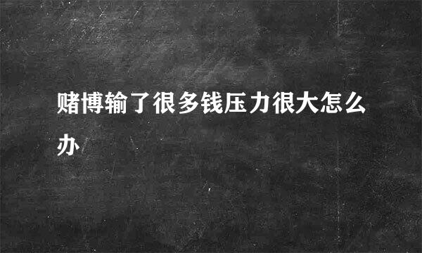 赌博输了很多钱压力很大怎么办