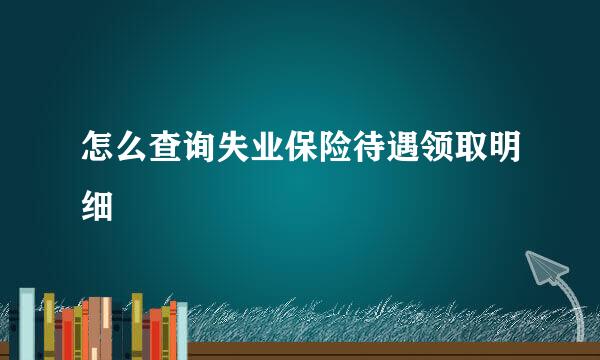 怎么查询失业保险待遇领取明细