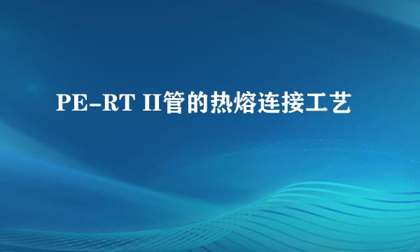 PE-RT II管的热熔连接工艺