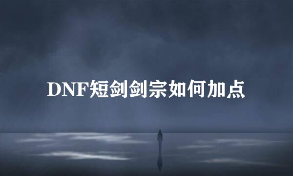 DNF短剑剑宗如何加点