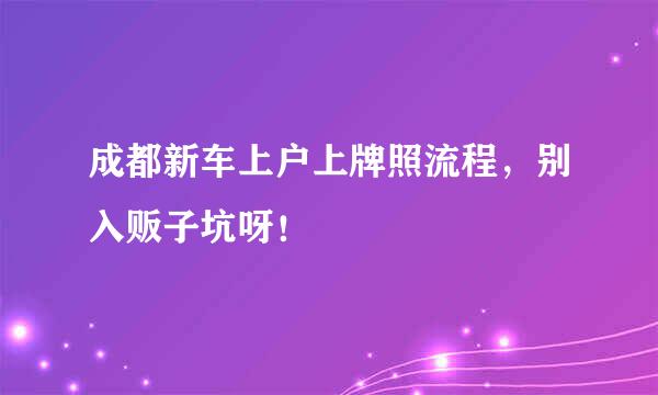 成都新车上户上牌照流程，别入贩子坑呀！