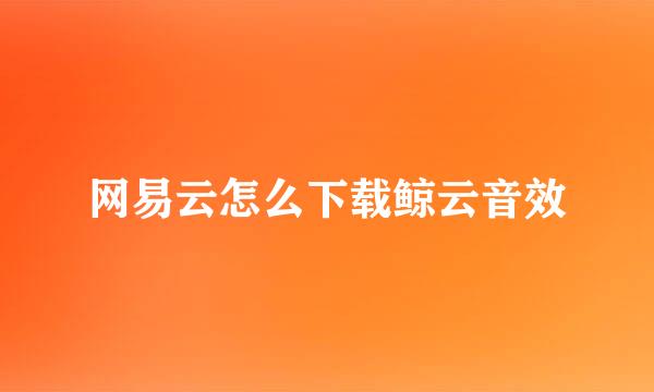 网易云怎么下载鲸云音效