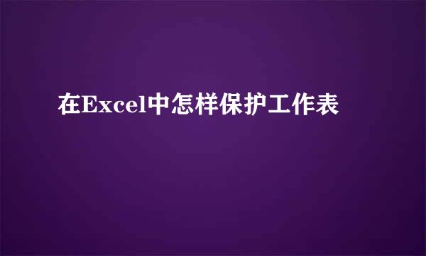 在Excel中怎样保护工作表
