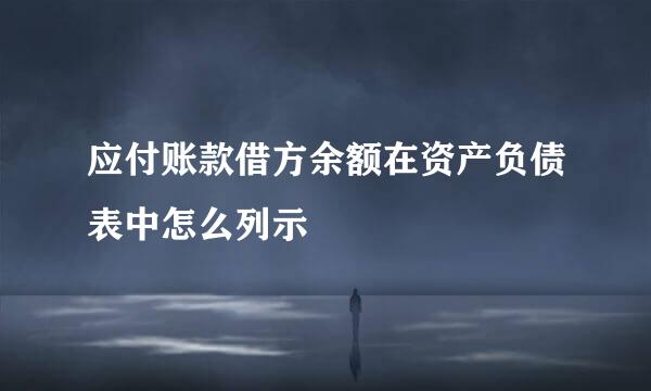 应付账款借方余额在资产负债表中怎么列示