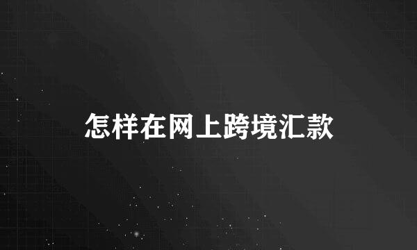 怎样在网上跨境汇款
