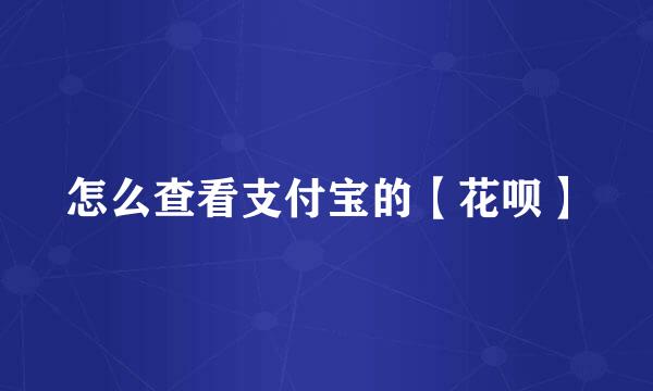 怎么查看支付宝的【花呗】