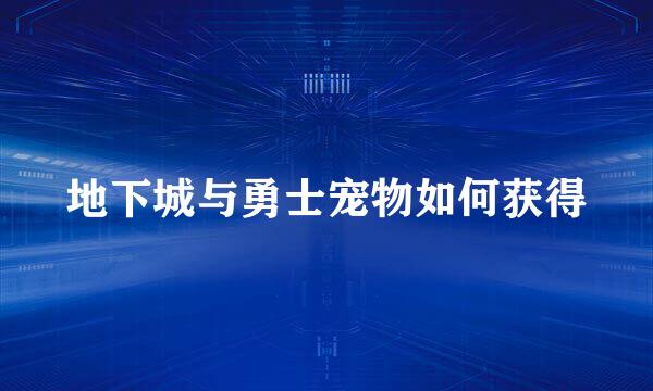 地下城与勇士宠物如何获得
