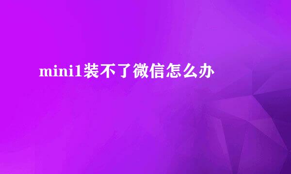 mini1装不了微信怎么办