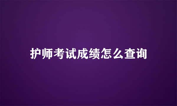 护师考试成绩怎么查询
