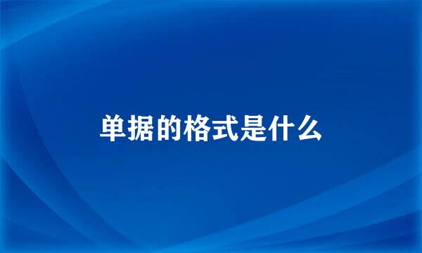 单据的格式是什么