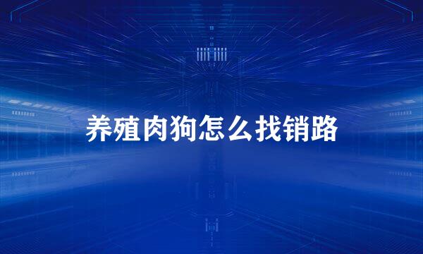 养殖肉狗怎么找销路