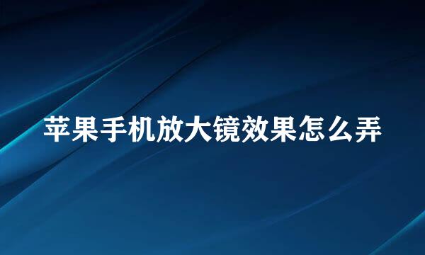 苹果手机放大镜效果怎么弄