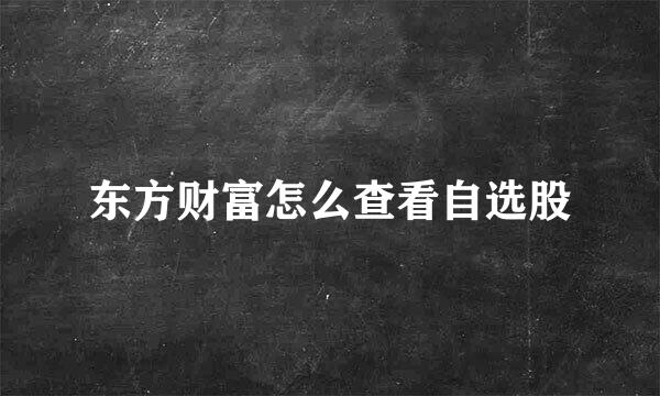东方财富怎么查看自选股