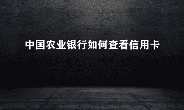 中国农业银行如何查看信用卡