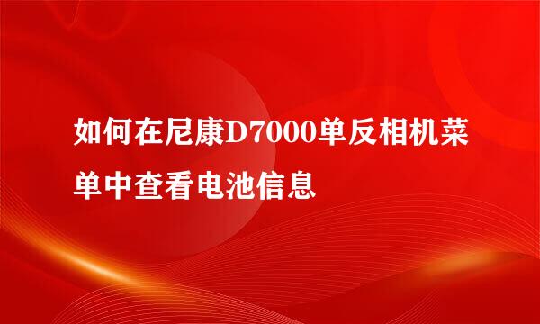 如何在尼康D7000单反相机菜单中查看电池信息
