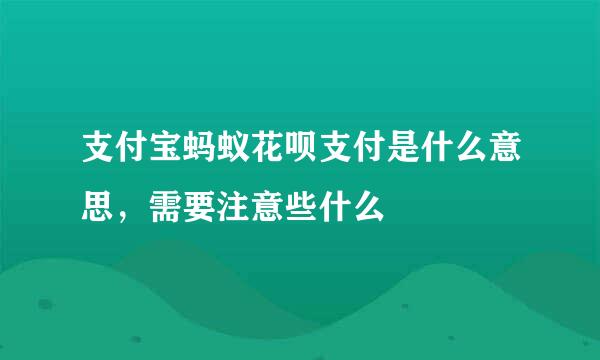 支付宝蚂蚁花呗支付是什么意思，需要注意些什么
