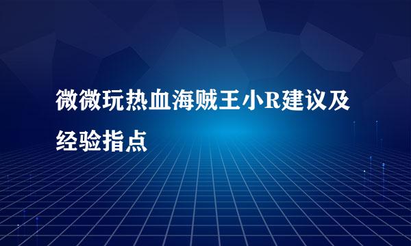 微微玩热血海贼王小R建议及经验指点