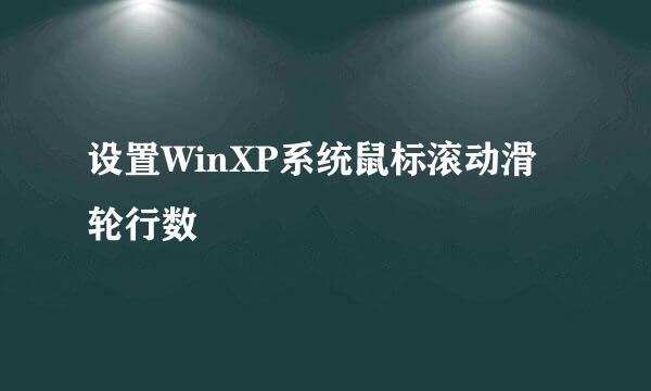 设置WinXP系统鼠标滚动滑轮行数