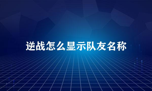 逆战怎么显示队友名称