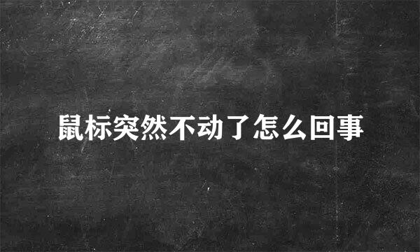 鼠标突然不动了怎么回事